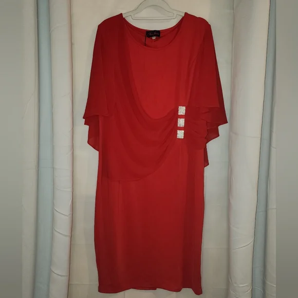 Hanna Nikole | Dresses | Hanna Nikole Chiffon Ruffle Flattering Cape Sleeve  Bodycon Dress | Poshmark